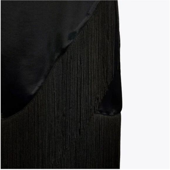 Zara - Black Satin Fringe Dress- Brand new with tag - Picture 4 of 4